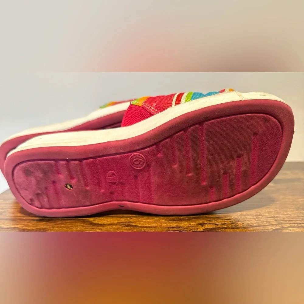 Champion Big Girls Pink and Multi Color Fabric Slide Sandals Size Big Gi…